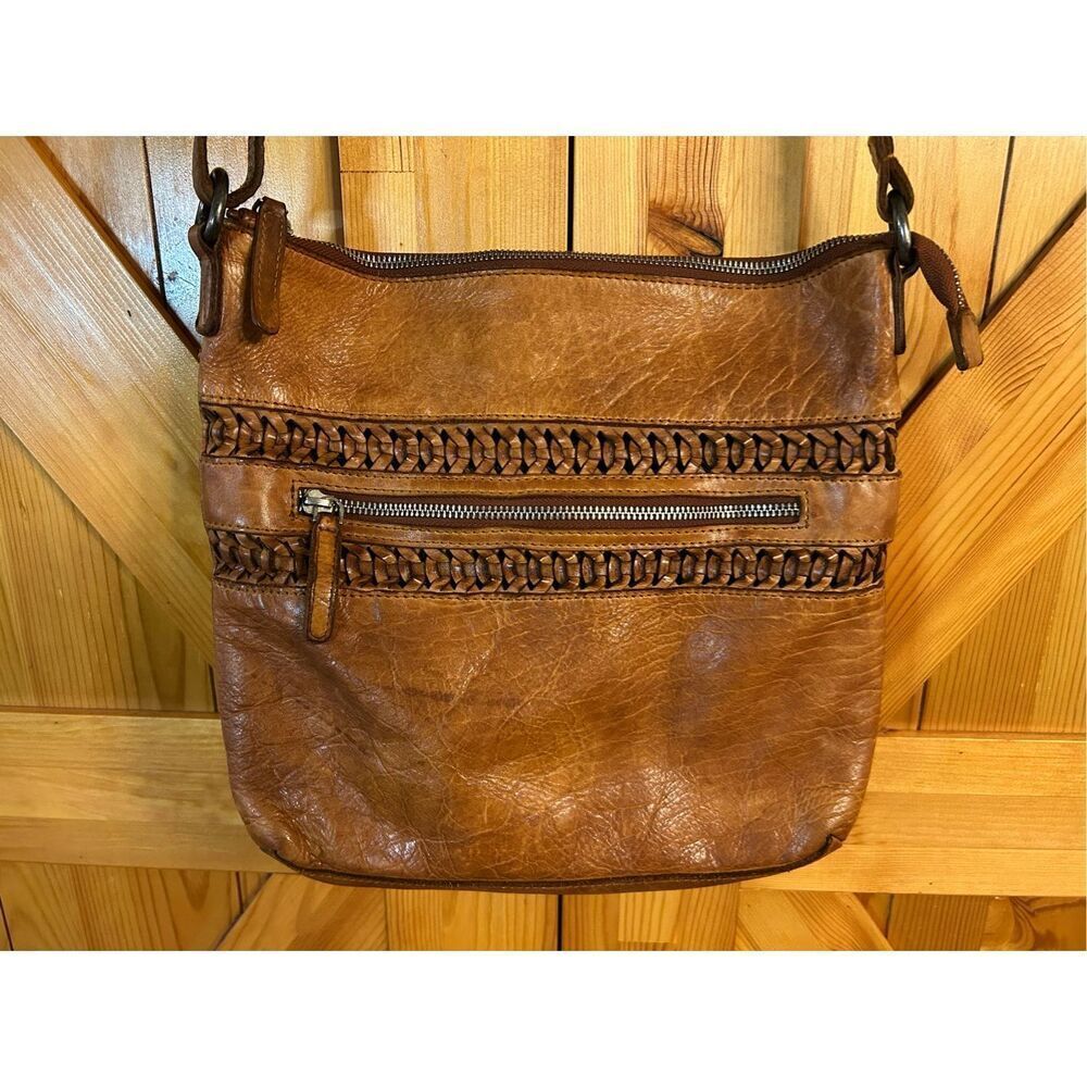 Anthropologie Vilenca Holland Boho Woven Leather Crossbody Bag Purse Natural (78